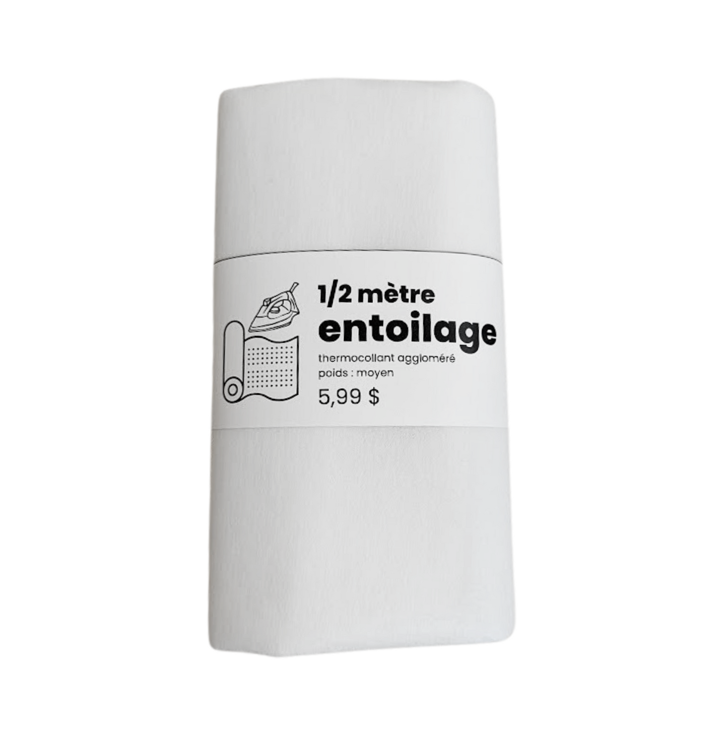 Entoilage aggloméré thermocollant blanc - 1/2 mètre